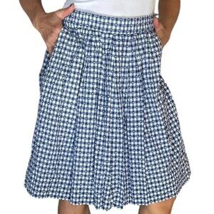 J. CREW Blue and White Gingham Checked Knee Length Skirt Sz 2